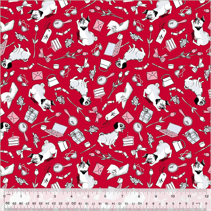 Eloise from Windham Fabrics - 1/2 Yard Favorite Things on red