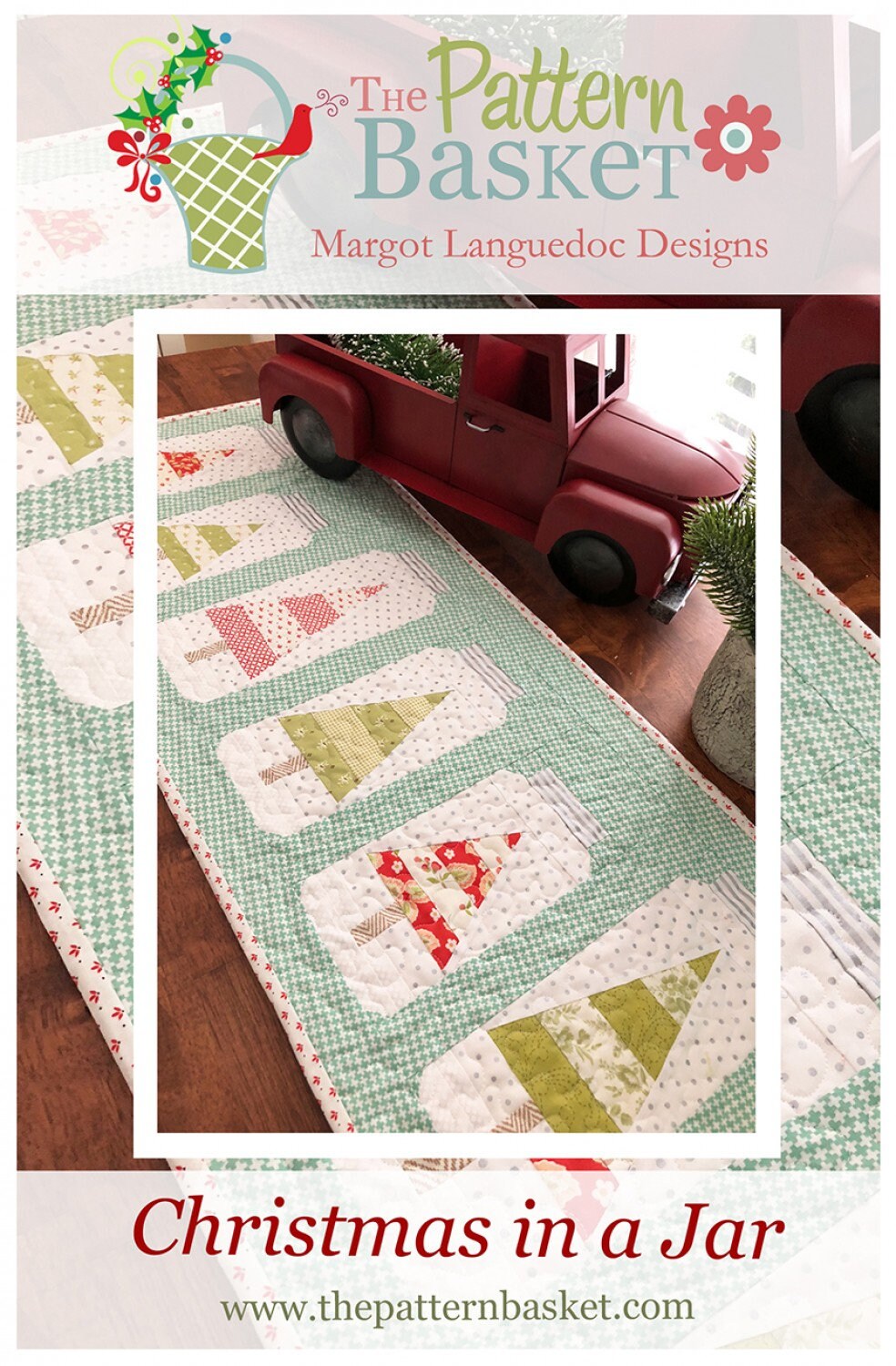 Christmas Jars Table Runner Pattern from the Pattern Basket - 15" x 38" Christmas Tree Pattern