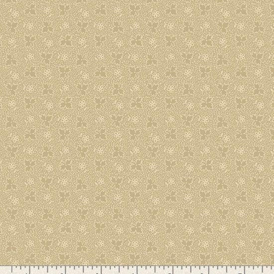 Leaf Flower from Midnight Lace for Marcus Fabrics - Half Yard - beige Leaves and Flowers on a Cream Speckled Beige Back