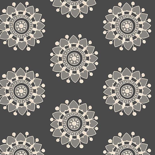Pinwheel Black from Tangent by Andover Fabrics - 1/2 Yard - Modern Grey Mandala