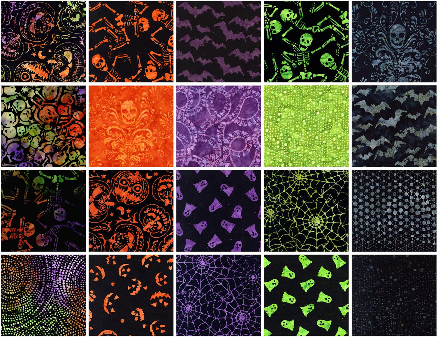 Spellbound Halloween Batik Fat Quarter Bundle from Timeless Treasures - 20 Fat Quarters