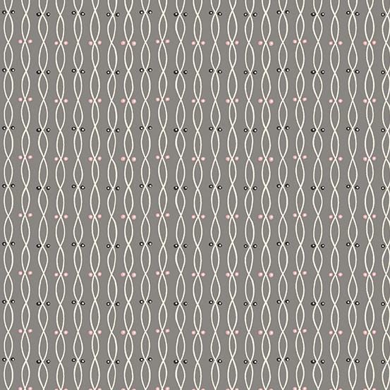 Twist Grey from Tangent by Andover Fabrics - 1/2 Yard - Modern Double Helix Stripe