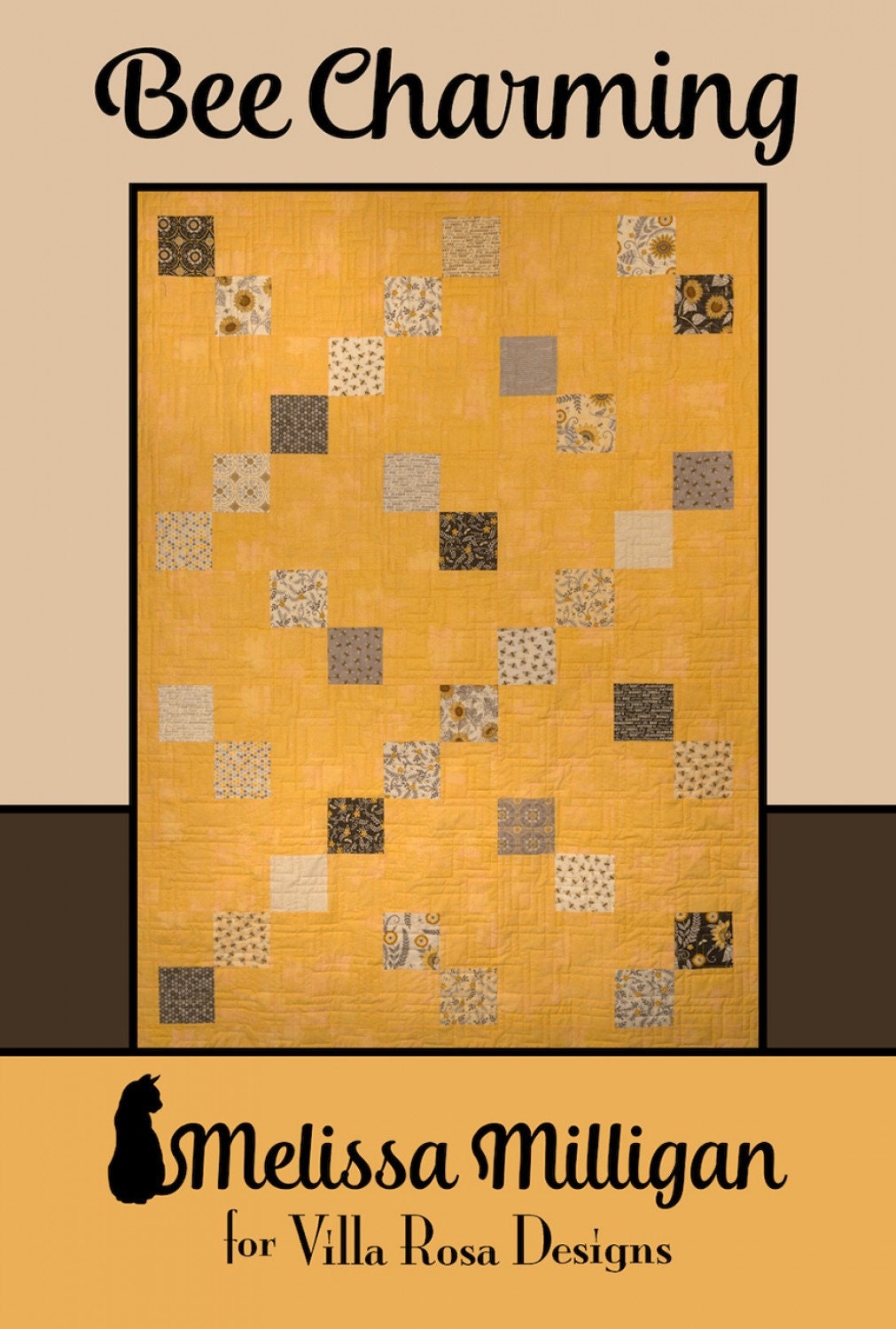 Bee Charming Quilt Pattern from Villa Rosa Designs - 49" x 67" Charm Pack Friendly Scrap Pattern - Postcard Size Pattern