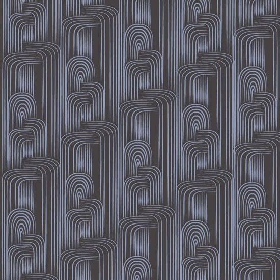 Maze in Black from Studio Palettes by River Bend - Half Yard White Interlocking Designs on Black