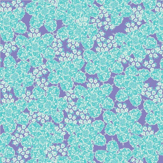 Fortini Flower in Blue from Studio Palettes by River Bend - Half Yard of light blue flowers on purple