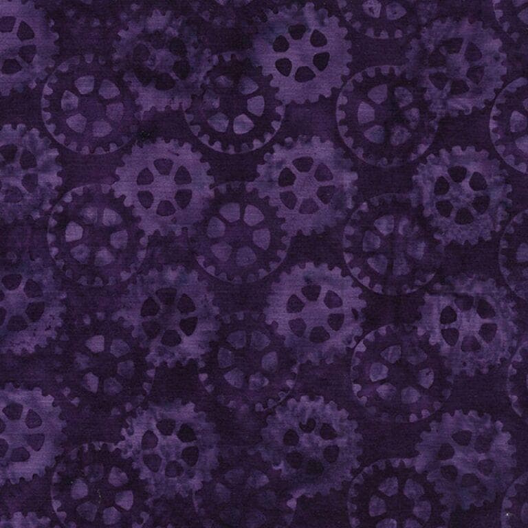 Gears in Purple Hyacinth from Heavy Metal for Island Batik- 1/2 Yard Tossed Interlocked Gears