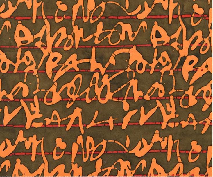 Script in Squash from Stenographers Notebook by Marcia Derse for Windham Fabrics - 1/2 Yard - Orange Writing on Brown