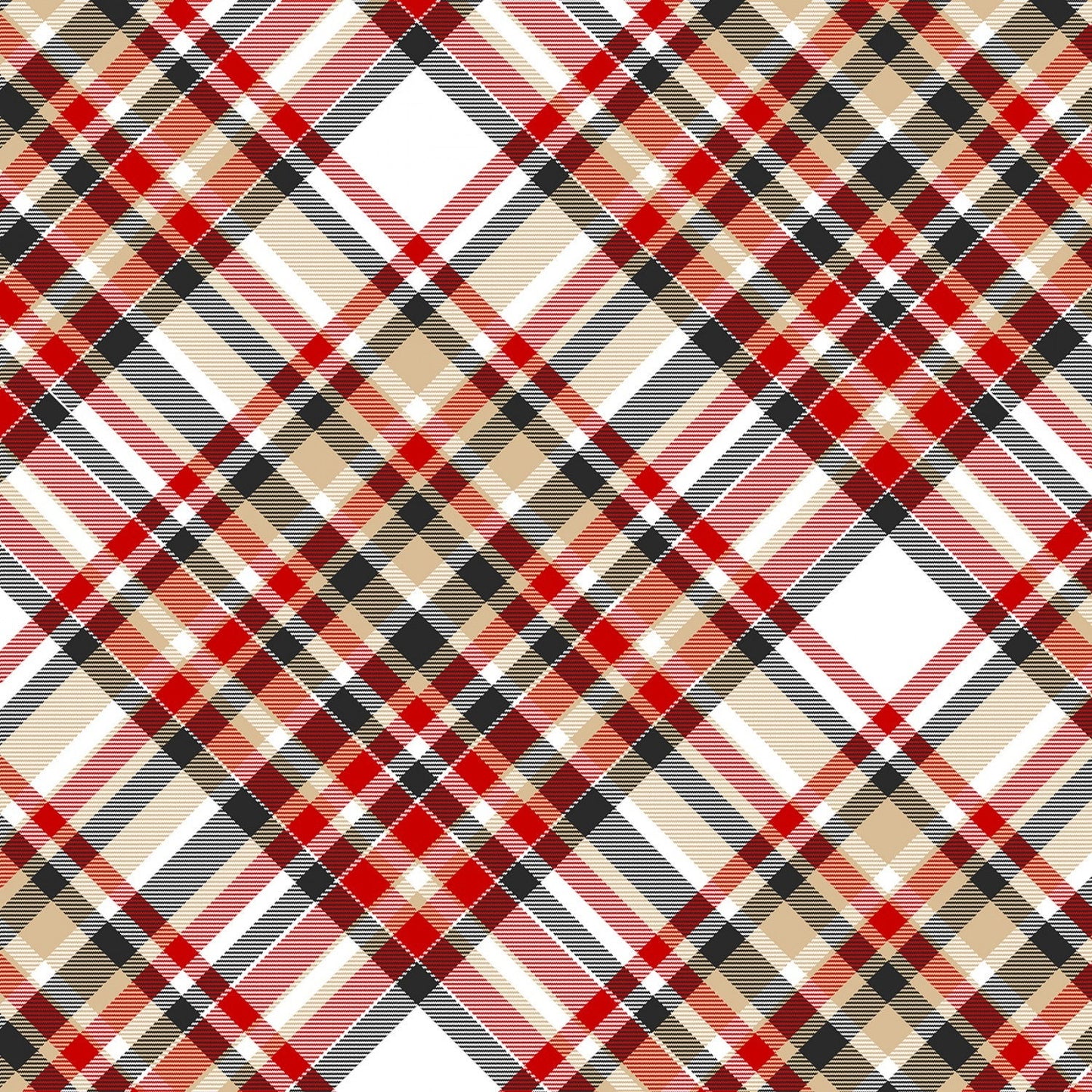 Timber Gnomies from Henry Glass Fabrics - Half Yard Red, Black, Cream Plaid