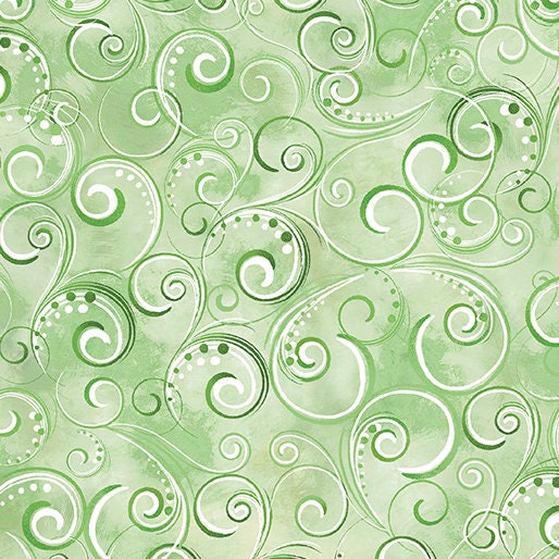 25% Off - Sage Green Pearl Splendor from Canvas Studios for Benartex - 1/2 Yard - Filigree with Metallic Accents on Blended Sage Green