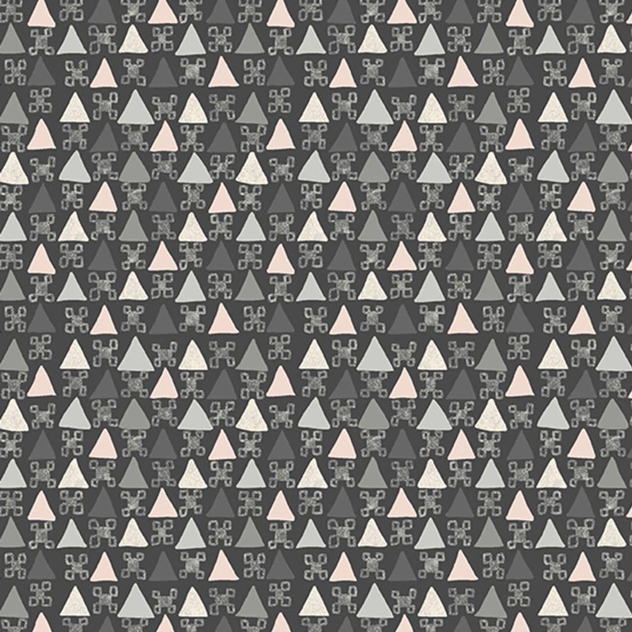 Signet Black from Tangent by Andover Fabrics - 1/2 Yard - Multi Colored Triangles