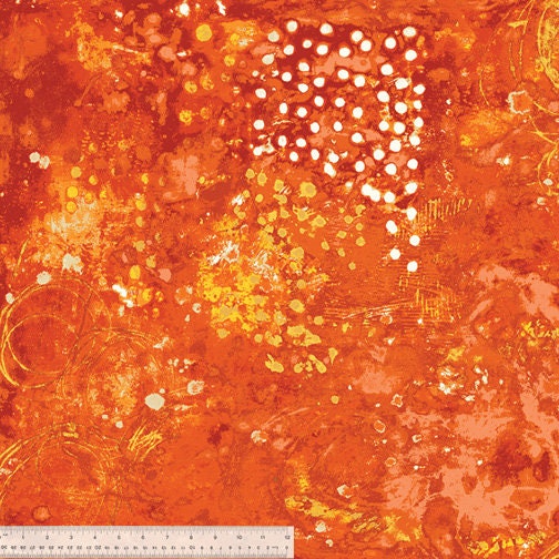 Spotted Graffiti by Marcia Derse for Windham Fabrics - 1/2 Yard Orange Modern Cotton - Citrus
