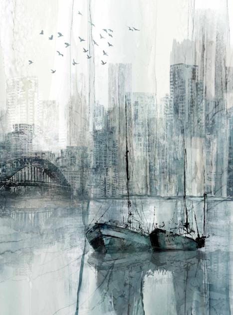City Harbor Panel by Deborah Edwards and Melanie Samra for Northcott Fabrics - 32" Panel
