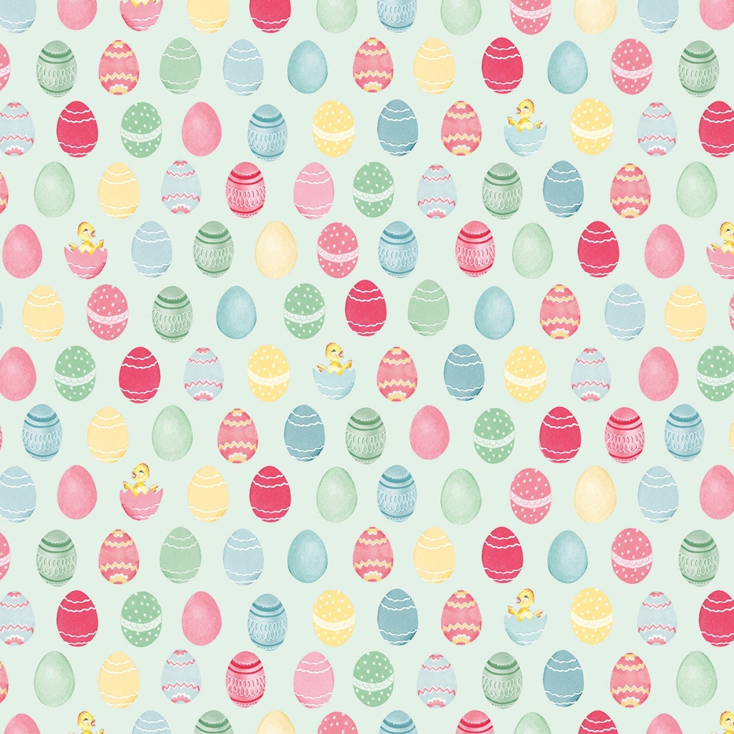 Easter Parade from Riley Blake - 1/2 Yard Easter Parade Eggs Mint - Easter eggs