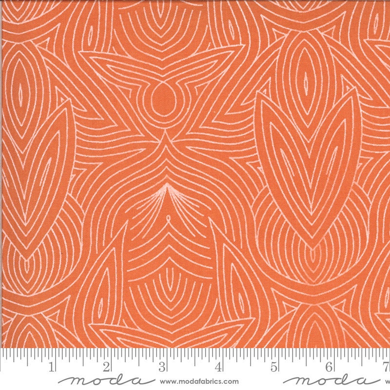 Dwell in Possibility from Moda Fabrics - 1/2 Yard Coral and Cream Art Deco Geometric Blender