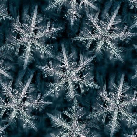 Blacklight SnowFall from Hoffman - Half Yard Blacklight Snowflakes on Black 5037