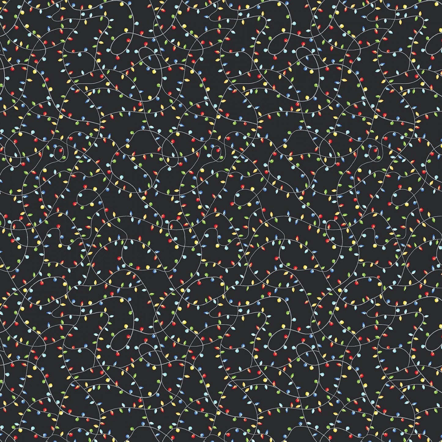 Snow Day From Windham Fabrics - 1/2 Yard Holiday Lights on Black