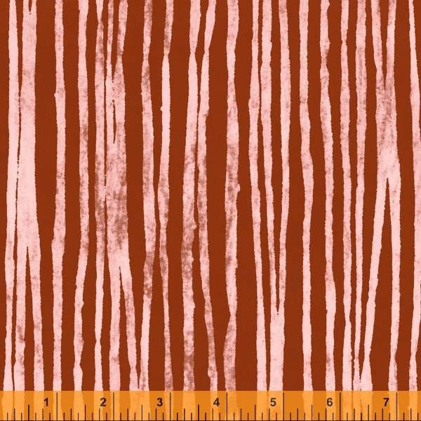Rust from Line by Marcia Derse from Windham Fabrics - 1/2 Yard Rust and Light Pink Lines