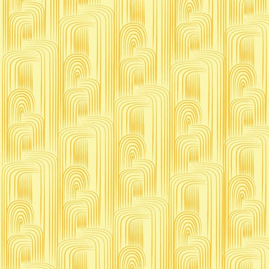 Maze in Yellow from Studio Palettes by River Bend - Half Yard White Interlocking Designs on yellow