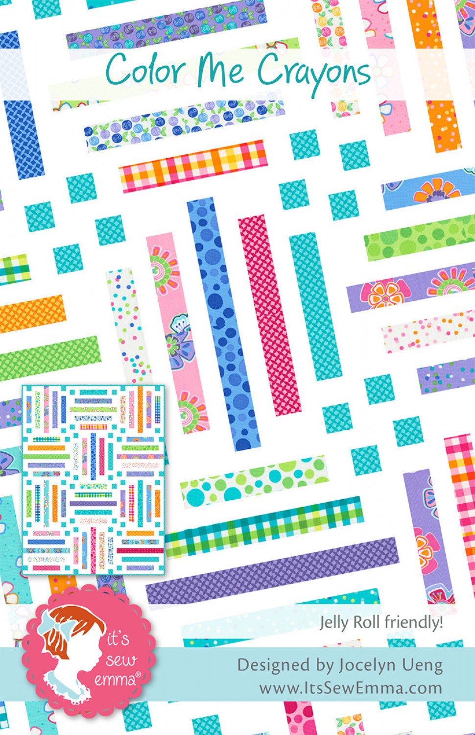 Color Me Crayons Pattern from Its Sew Emma - Fat quarter friendly modern quilt 57.5" x 76.5