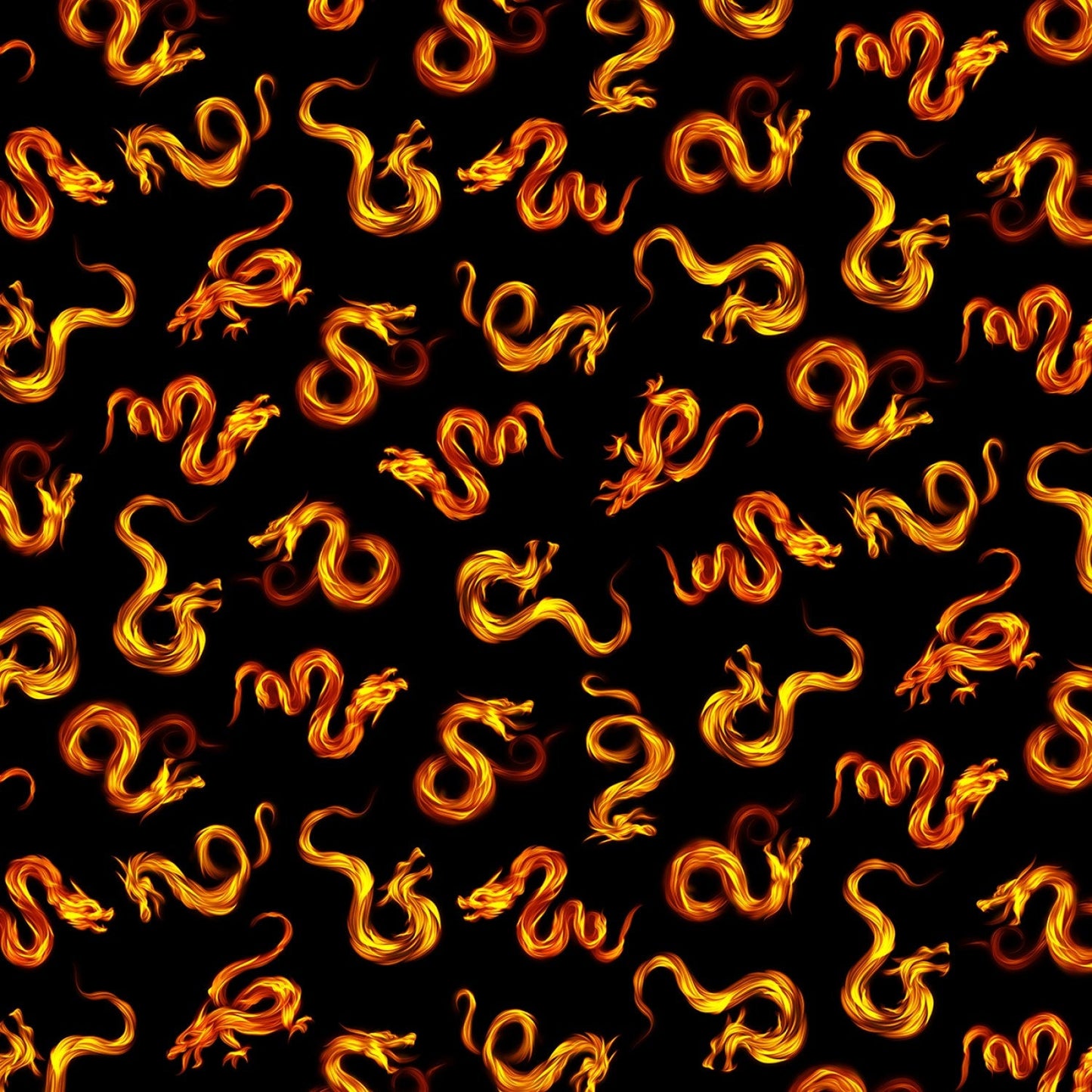 Don't Wake the Dragon from Timeless Treasures - 1/2 Yard Black Dragon Fire - Dragons