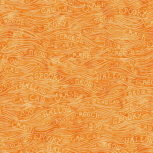 Spooky Hallow from Maywood Studios - 1/2 Yard Spooky Sounds - Halloween Words on Orange