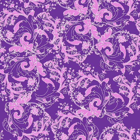 Ground Cover in violet from Studio Palettes by River Bend - Half Yard Pink Floral Designs on Violet