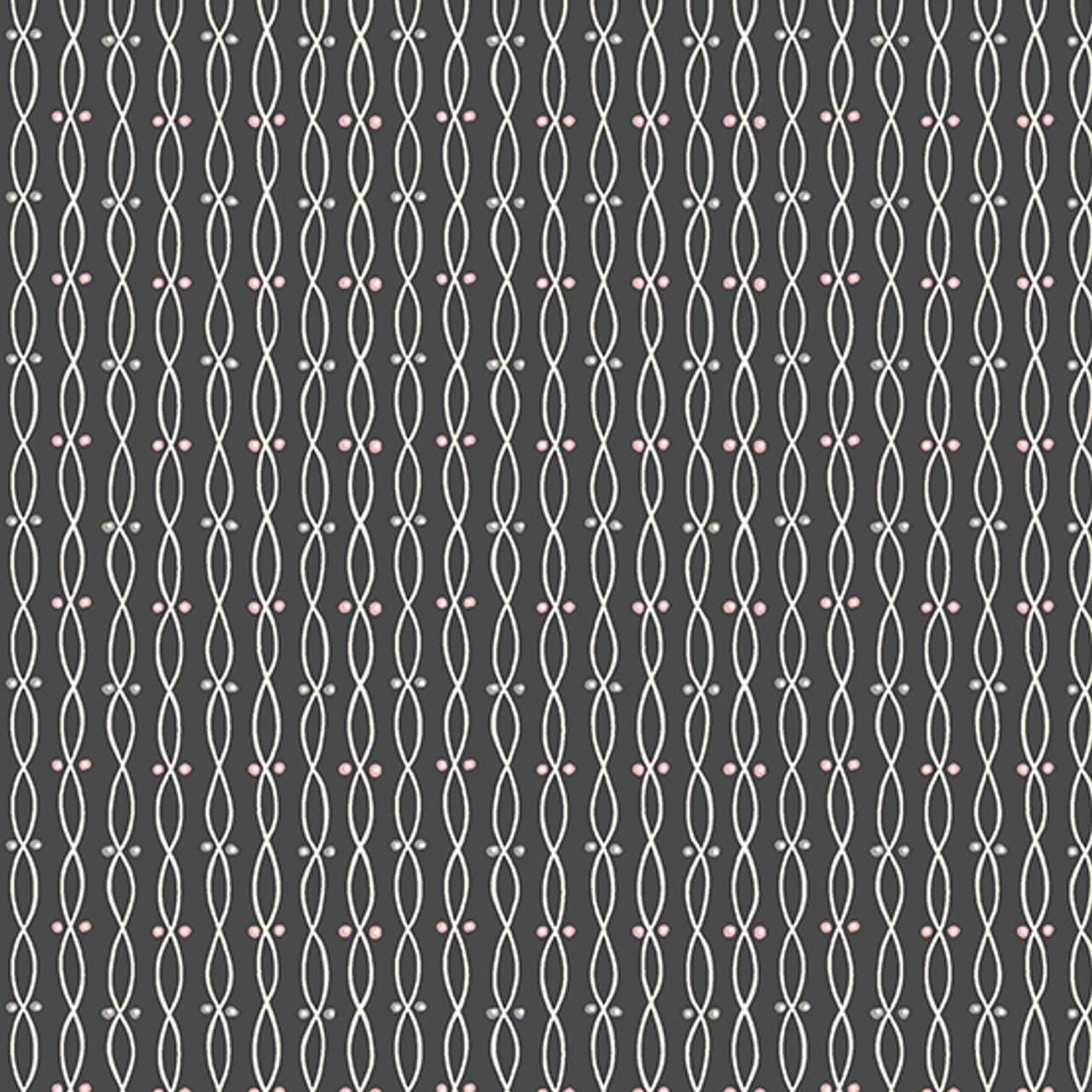 Twist Black from Tangent by Andover Fabrics - 1/2 Yard - Modern Double Helix Stripe