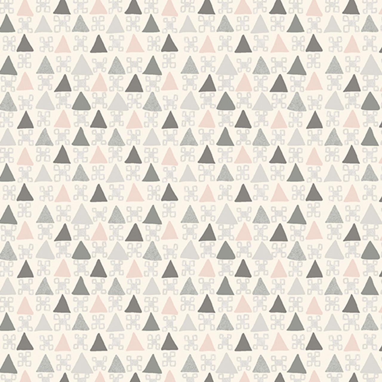 Signet White from Tangent by Andover Fabrics - 1/2 Yard - Multi Colored Triangles