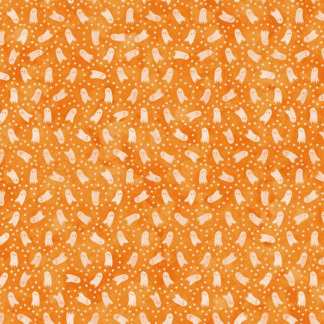 Spooky Hallow from Maywood Studios - 1/2 Yard Ghosts on Orange - Halloween Ghosts