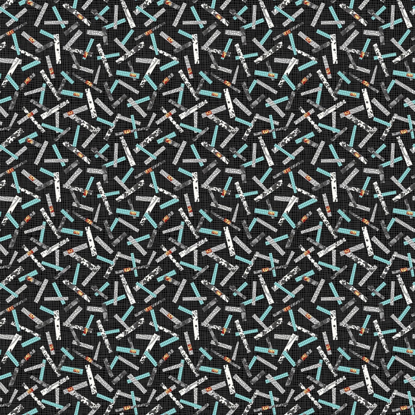 Zooming Chickens from Studio E Fabrics - 1/2 Yard Chicken Scratch - Modern Charcoal Scraps