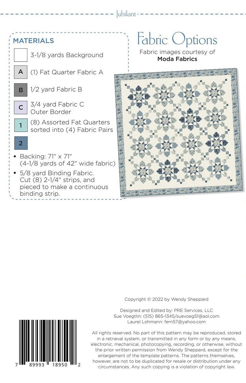 Jubilant Quilt Pattern from Wendy Sheppard - 63" Square Pattern
