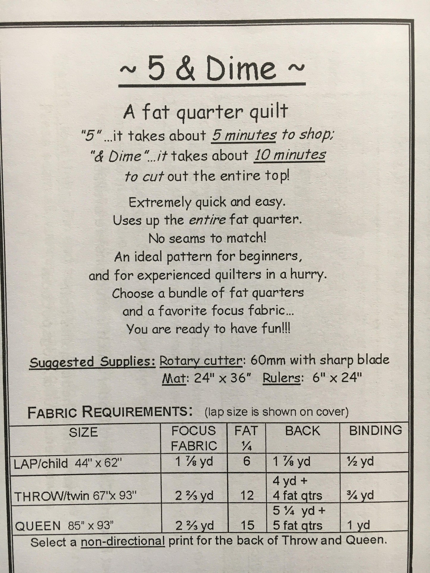 5 & Dime Quilt Pattern from All Washed Up - Fat Quarter Friendly in 3 Sizes: Lap, Throw, and Queen