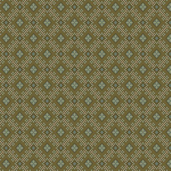 Petal Plaid from Midnight Lace for Marcus Fabrics - Half Yard - Plaid bordered Petals in Diamonds on Olive