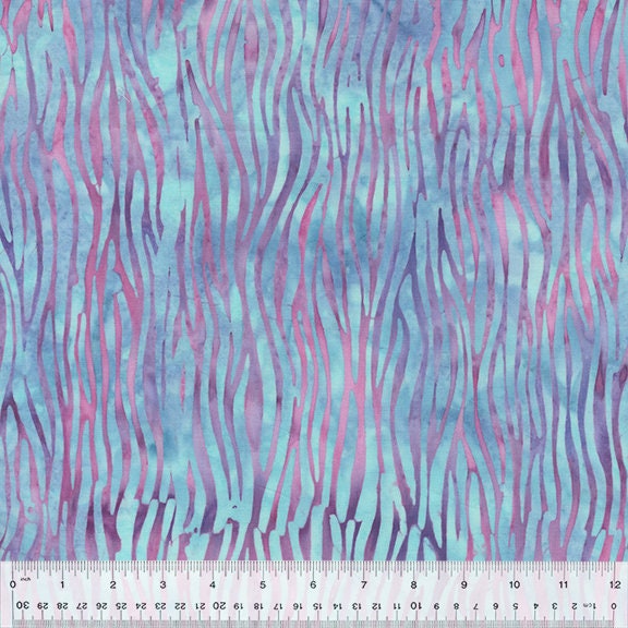 Pixie Batiks from Anthology Batik - 1/2 Yard Zebra Stripe Pixie - Blue and Pink Stripe Batik