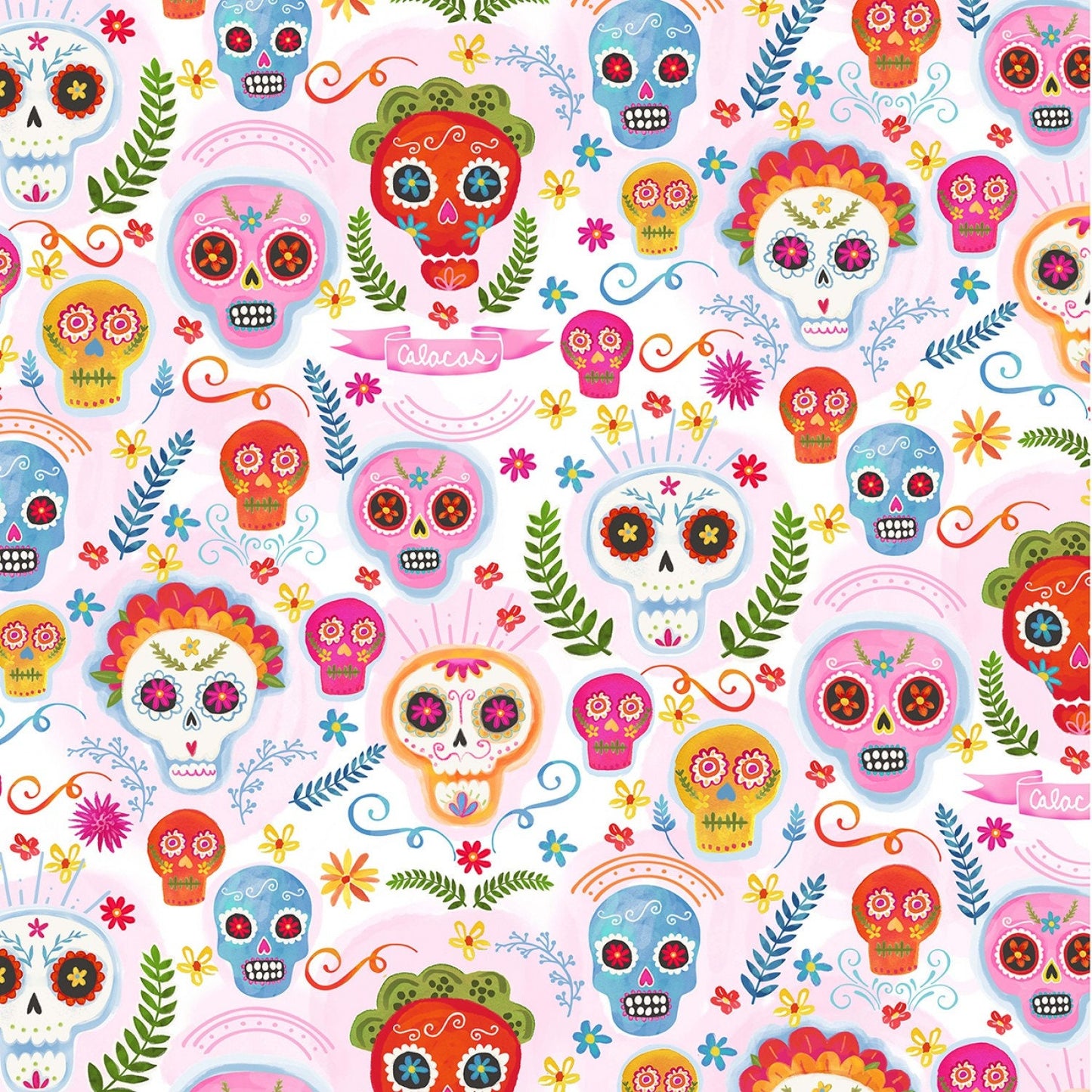 La Vida Loca from Michael Miller Fabrics - 1/2 Yard Blush Sugar Skulls