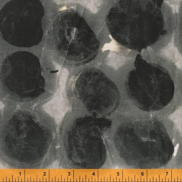 Canning from Random Thoughts by Marcia Derse for Windham Fabrics - 1/2 Yard Charcoal Circles on Grey