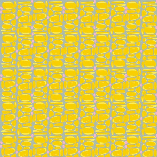 Pebble Print in Yellow from Studio Palettes by River Bend - Half Yard of Yellow Pebbles on Grey
