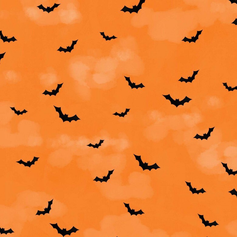Hocus Pocus from Michael Miller Fabrics - 1/2 Yard of Small Print Bats on Orange - 1/2 or 1 Yard Cuts ONLY*