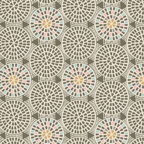 Drift from Art Gallery Fabrics - 1/2 Yard Gemmed Pathways Terra - Taupe/Gold Circle Mosaic Fabric