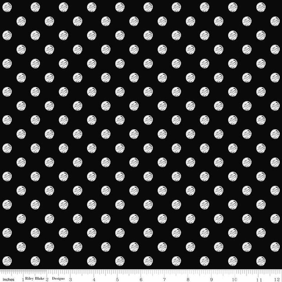 Coffee Chalk From Riley Blake Designs - 1/2 Yard of White Dots on Black