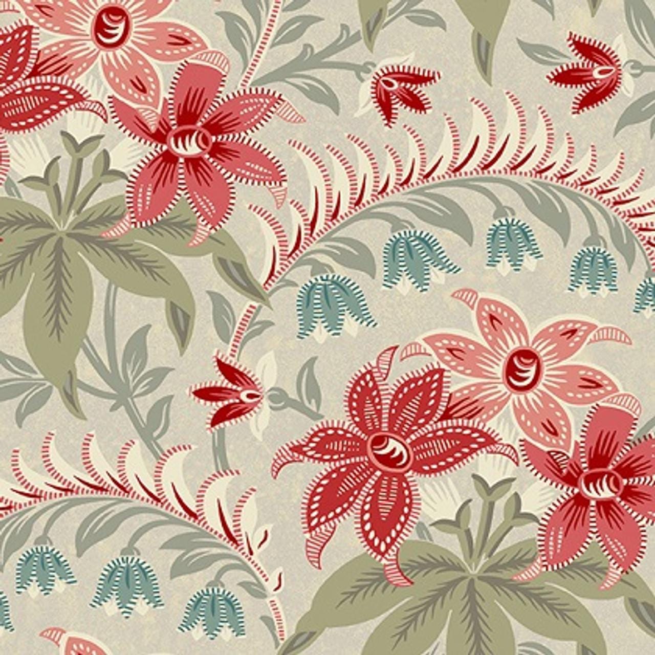 Large Floral Print in Oyster from Tradewinds by Renee Nanneman for Andover Fabric - Half Yard - A-808-L