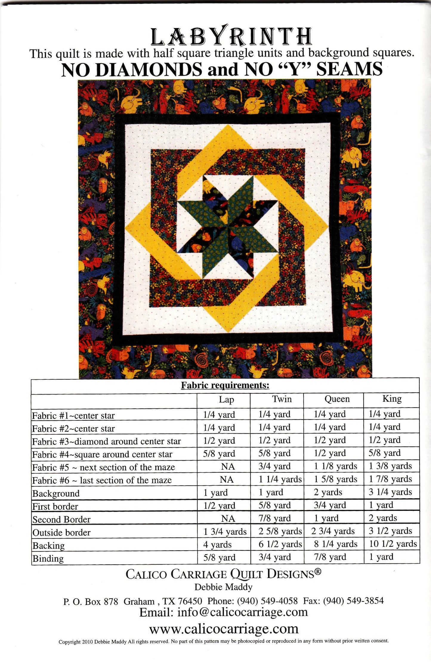 Labyrinth Pattern from Calico Carriage Designs - Quilting Pattern for 4 sizes