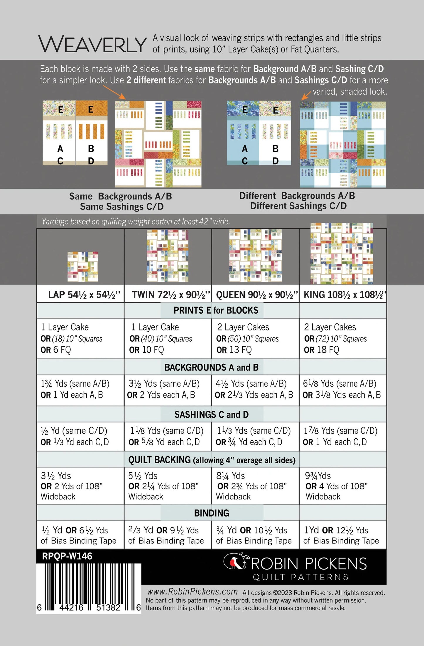 Weaverly Quilt Pattern from Robin Pickens - Layer Cake Friendly Pattern - Modern quilt in 4 sizes