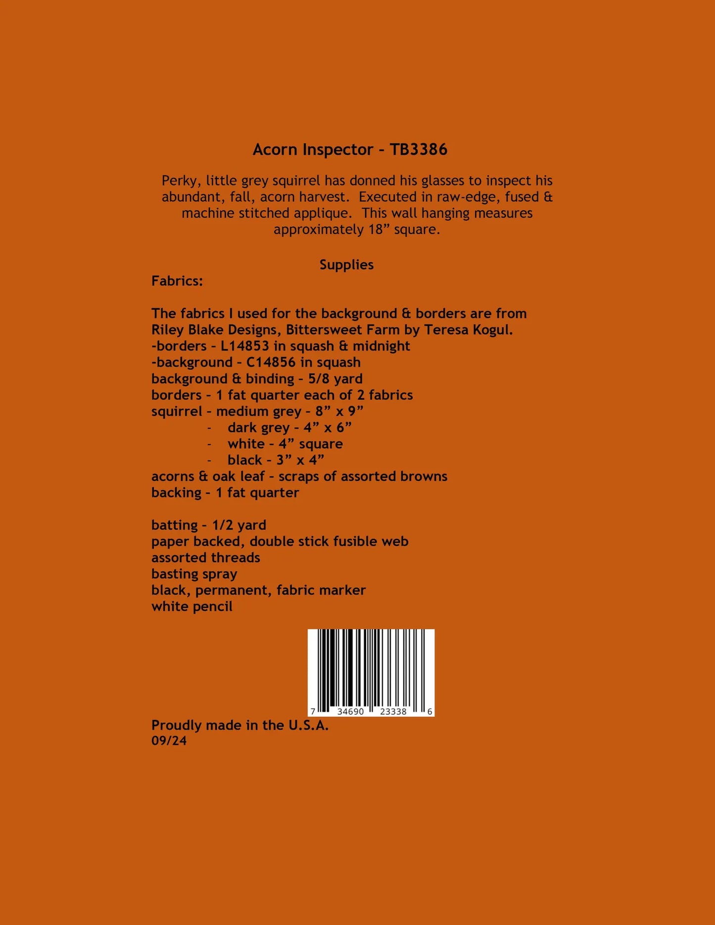 Acorn Inspector from Trouble and Boo Designs - Quilt Pattern - Wall Hanging