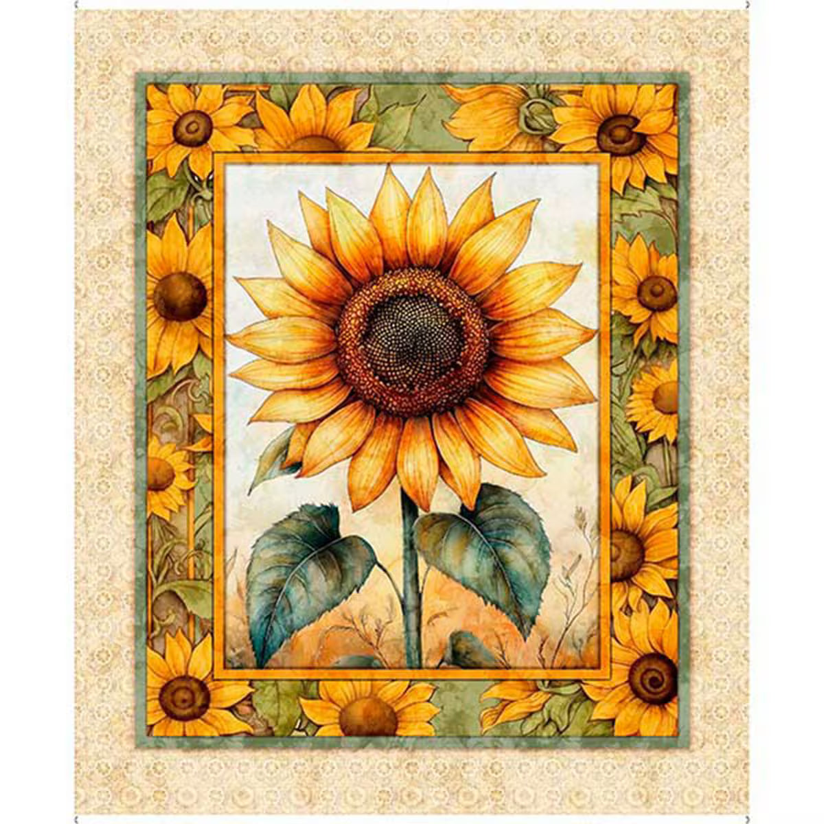 Sunflower Serenade from QT Fabrics - 1 Yard Panel - Large Sunflower Print
