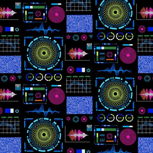 Disco Tech from Studio E Fabrics - 1/2 Yard Techno Maze