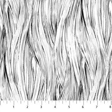 Windsong from Northcott Fabrics - 1/2 Yard Modern Black White Wavy Lines