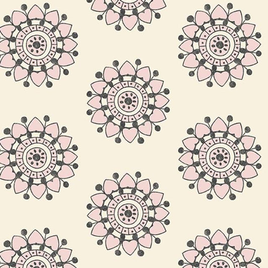 Pinwheel White from Tangent by Andover Fabrics - 1/2 Yard - Modern Pink floral