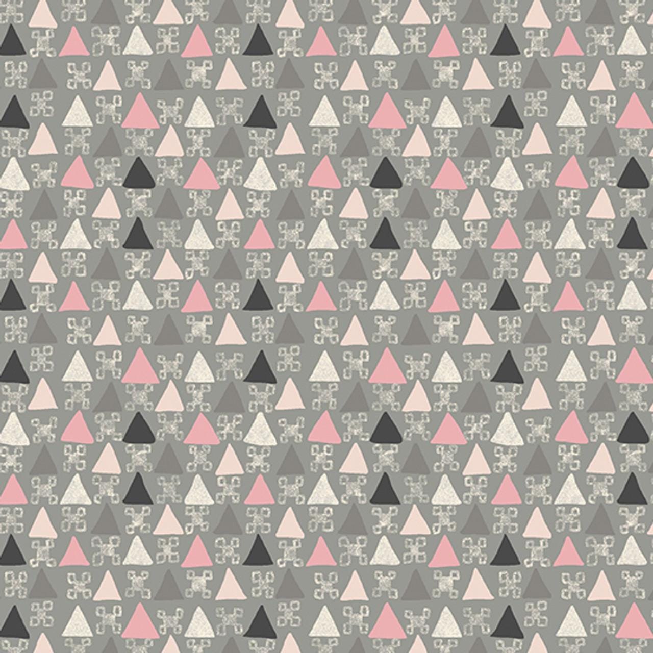 Signet Grey from Tangent by Andover Fabrics - 1/2 Yard - Multi Colored Triangles