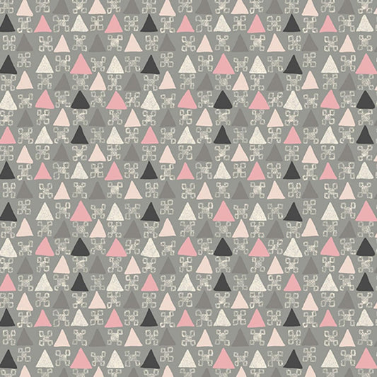Signet Grey from Tangent by Andover Fabrics - 1/2 Yard - Multi Colored Triangles